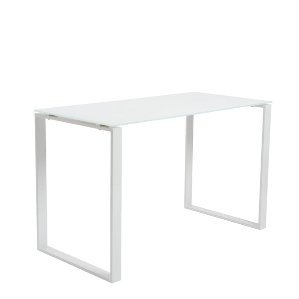 Diego Desk in Pure White Glass with White Base