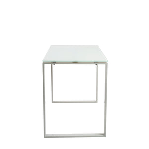 Diego Desk in Pure White Glass with White Base