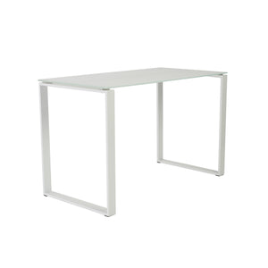 Diego Desk in Pure White Glass with White Base