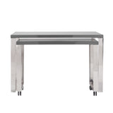 Dillon Desk in Gray with Polished Stainless Steel Base