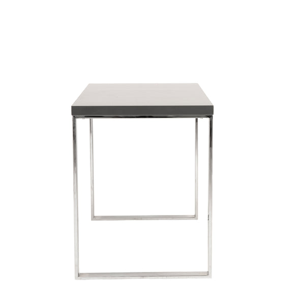 Dillon Desk in Gray with Polished Stainless Steel Base