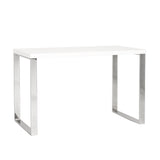 Dillon Desk in White with Polished Stainless Steel Base