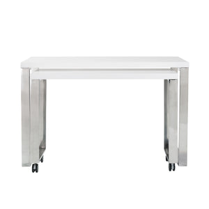 Dillon Desk in White with Polished Stainless Steel Base