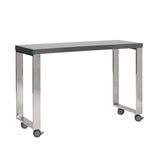 Dillon 40" Side Return in High Gloss Gray and Polished Stainless Steel Base