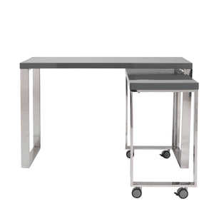 Dillon 40" Side Return in High Gloss Gray and Polished Stainless Steel Base