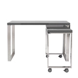 Dillon 40" Side Return in High Gloss Gray and Polished Stainless Steel Base