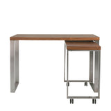 Dillon 40" Side Return in American Walnut Veneer with Brushed Stainless Steel Base