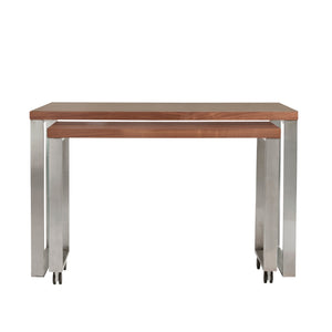 Dillon 40" Side Return in American Walnut Veneer with Brushed Stainless Steel Base