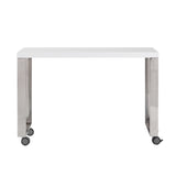 Dillon 40" Side Return in High Gloss White with Polished Stainless Steel Base