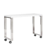 Dillon 40" Side Return in High Gloss White with Polished Stainless Steel Base