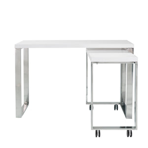 Dillon 40" Side Return in High Gloss White with Polished Stainless Steel Base