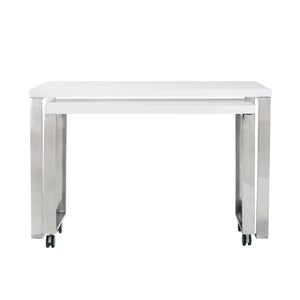 Dillon 40" Side Return in High Gloss White with Polished Stainless Steel Base