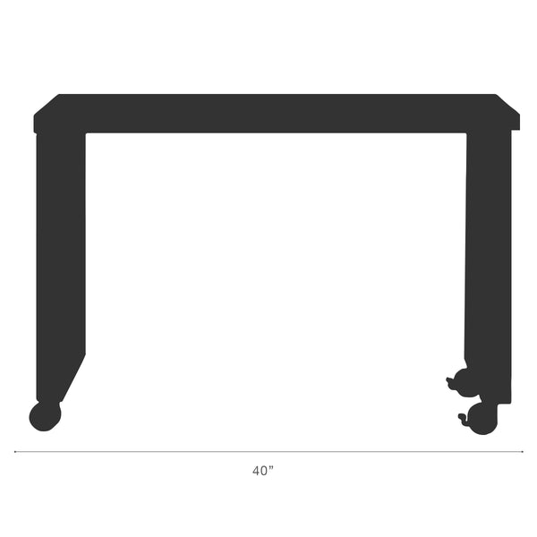 Dillon 40" Side Return in High Gloss White with Polished Stainless Steel Base