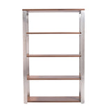 Dillon 40-Inch Shelf/Shelving Unit with American Walnut Veneer Shelves and Brushed Stainless Steel Frame