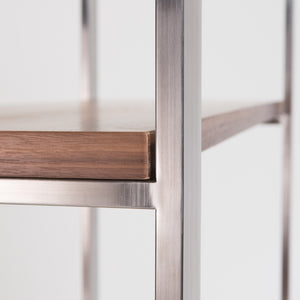 Dillon 40-Inch Shelf/Shelving Unit with American Walnut Veneer Shelves and Brushed Stainless Steel Frame