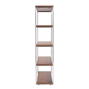 Dillon 40-Inch Shelf/Shelving Unit with American Walnut Veneer Shelves and Brushed Stainless Steel Frame