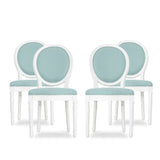 Noble House Phinnaeus French Country Fabric Dining Chairs (Set of 4), Light Blue and White