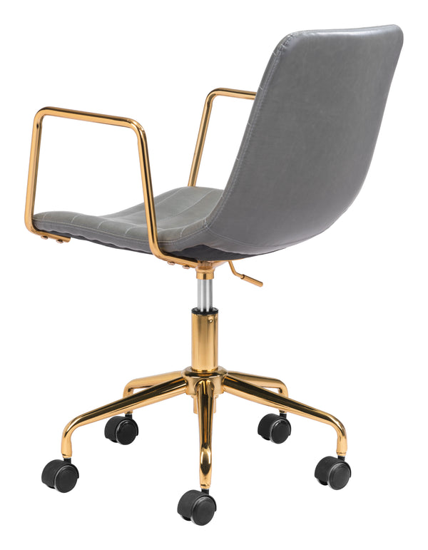 Zuo Modern Eric 100% Polyurethane, Plywood, Steel Modern Commercial Grade Office Chair Gray, Gold 100% Polyurethane, Plywood, Steel