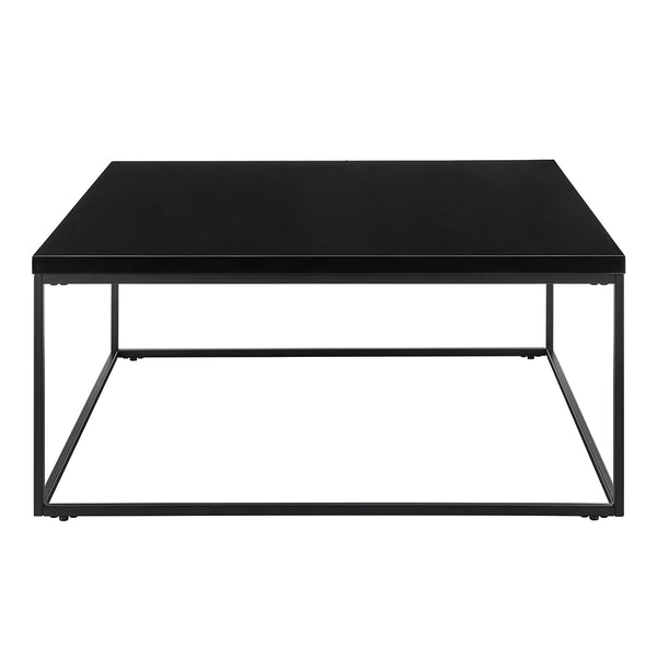 Teresa Square Coffee Table in High Gloss Black with Matte Black Base
