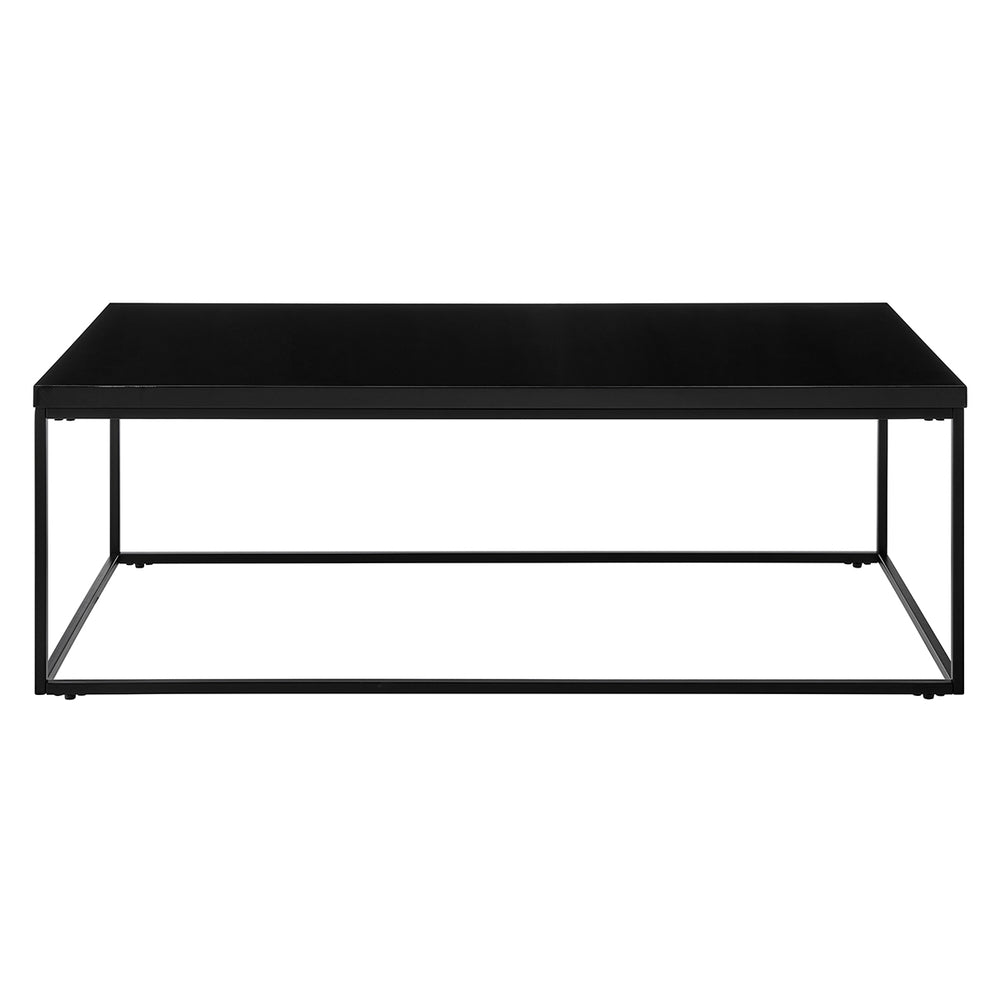 Teresa Rectangle Coffee Table in High Gloss Black with Matte Black Base