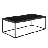 Teresa Rectangle Coffee Table in High Gloss Black with Matte Black Base