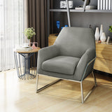 Zahara Modern Grey Fabric Chair with Stainless Steel Frame Noble House