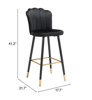 Zuo Modern Zinclair 100% Polyester, Plywood, Steel Modern Commercial Grade Barstool Black, Gold 100% Polyester, Plywood, Steel