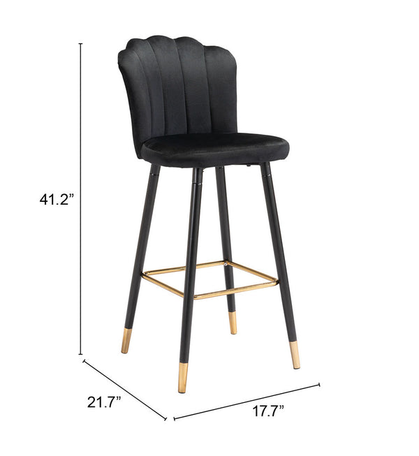 Zuo Modern Zinclair 100% Polyester, Plywood, Steel Modern Commercial Grade Barstool Black, Gold 100% Polyester, Plywood, Steel
