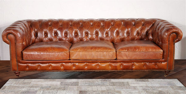 Pasargad Genuine Leather Chester Bay Tufted Sofa SOFA-3009-3-PASARGAD