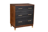 Alpine Furniture Belham 3 Drawer Small Chest 1971-04 Two Tone - Dark Walnut & Black Mahogany Solids & Veneer 30 x 18 x 34.5