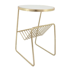 Sagebrook Home Contemporary Metal, 26"h Mirrored Side Table/rack, Gold 16662 Gold Iron