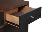 Alpine Furniture Belham 7 Drawer Dresser 1971-03 Two Tone - Dark Walnut & Black Mahogany Solids & Veneer 60 x 18 x 32.5