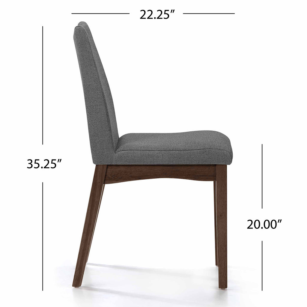 Dimitri Dark Grey Fabric with Walnut Finish Dining Chairs Noble House