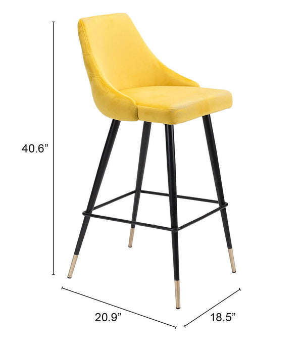 Zuo Modern Piccolo 100% Polyester, Plywood, Steel Modern Commercial Grade Barstool Yellow, Black, Gold 100% Polyester, Plywood, Steel