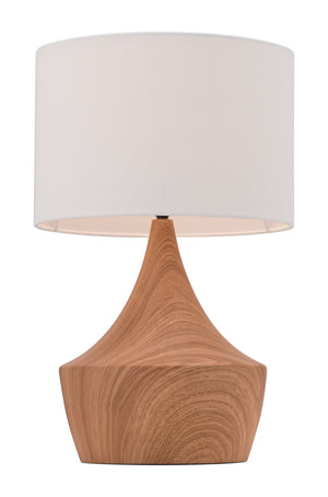 English Elm EE2542 Steel, Poly Cotton Mid Century Commercial Grade Table Lamp White, Brown Steel, Poly Cotton