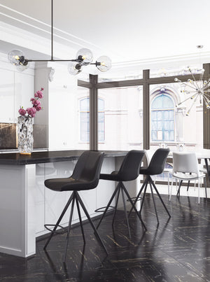 Zuo Modern Aki 100% Polyurethane, Plywood, Steel Modern Commercial Grade Counter Stool Set - Set of 2 Black 100% Polyurethane, Plywood, Steel