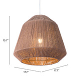 Zuo Modern Impala Steel, Paper Transitional Commercial Grade Ceiling Lamp Brown Steel, Paper