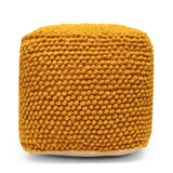 Stekar Boho Handcrafted Tufted Fabric Cube Pouf, Yellow Noble House