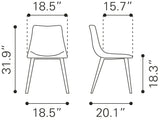 Zuo Modern Daniel 100% Polyurethane, Plywood, Steel Modern Commercial Grade Dining Chair Set - Set of 2 Vintage Brown, Black 100% Polyurethane, Plywood, Steel