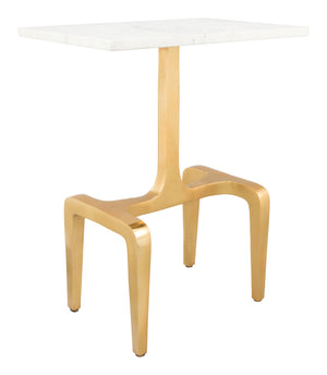 Zuo Modern Clement Marble, MDF, Aluminum Modern Commercial Grade Side Table White, Gold Marble, MDF, Aluminum