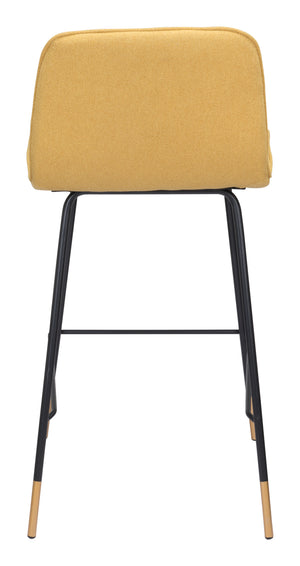 Zuo Modern Var 100% Polyester, Plywood, Steel Modern Commercial Grade Counter Stool Yellow, Black, Gold 100% Polyester, Plywood, Steel