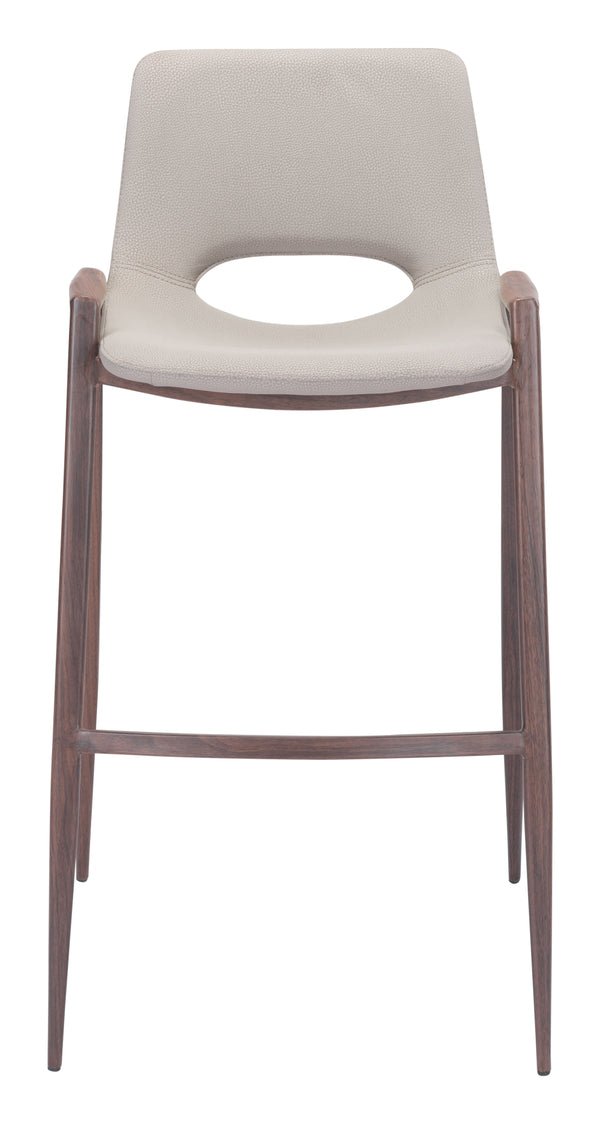 Zuo Modern Desi 100% Polyurethane, Plywood, Steel Modern Commercial Grade Barstool Set - Set of 2 Beige, Walnut 100% Polyurethane, Plywood, Steel