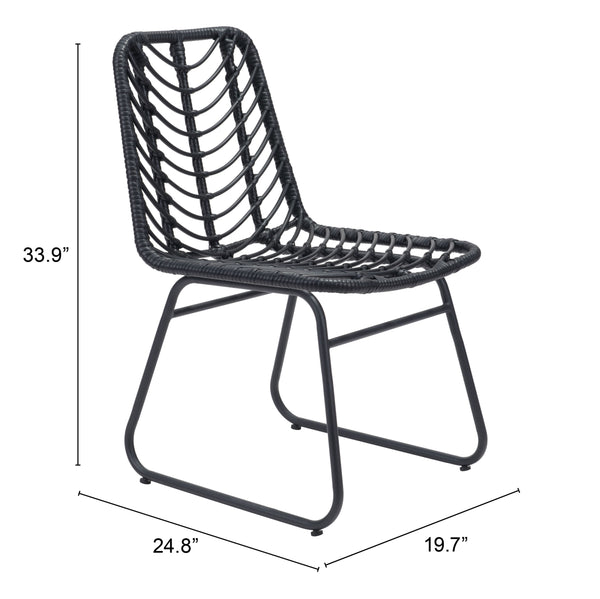 Zuo Modern Laporte Steel, Polyethylene Modern Commercial Grade Dining Chair Set - Set of 2 Black Steel, Polyethylene