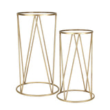 Sagebrook Home Glam Set of 2 -  Metal /mirror 28 /24" Accent Tables, Gold 14412 Gold Iron