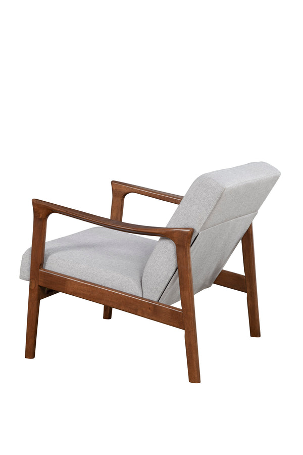Alpine Furniture Zephyr Lounge Chair, Light Grey RT641A Medium Brown Frame, Light Grey Cushions Solid Rubberwood Frame 27.5 x 34 x 29
