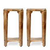 Gilliland Handcrafted Boho Mango Wood Side Tables, Natural - Set of 2