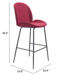 Zuo Modern Miles 100% Polyurethane, Plywood, Steel Modern Commercial Grade Barstool Red, Black 100% Polyurethane, Plywood, Steel