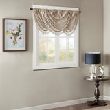 Madison Park Elena Traditional 100% Polyester Faux Silk Solid Waterfall Embellished Valance MP41-4952