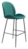 Zuo Modern Miles 100% Polyester, Plywood, Steel Modern Commercial Grade Barstool Green, Black 100% Polyester, Plywood, Steel