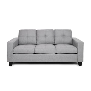 Bowden Three Seater Sofa with Wood Legs, Gray and Natural Finish Noble House
